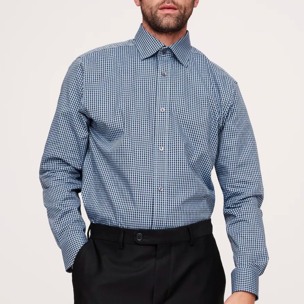 NWOT Banana Republic, checkered dress shirt, size Medium Tall, work, wedding
